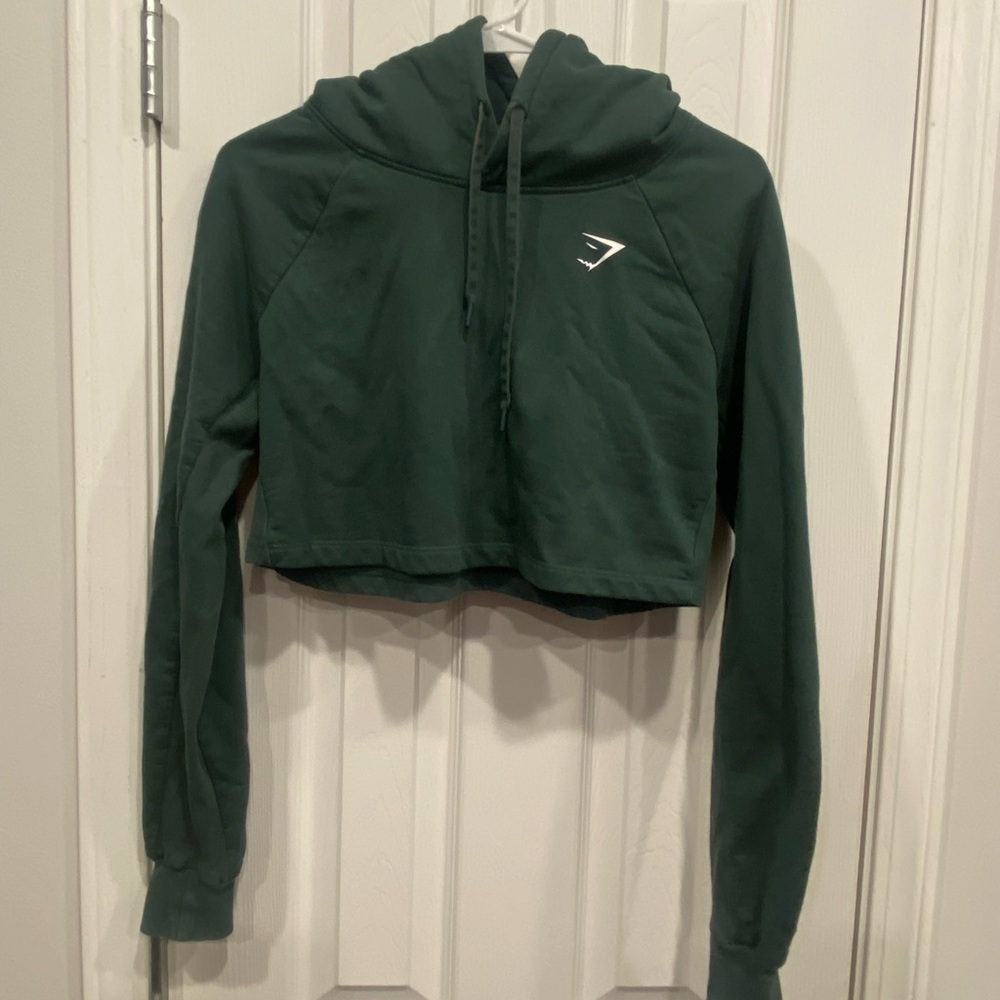 Gymshark cropped hoodie in dark green size small
